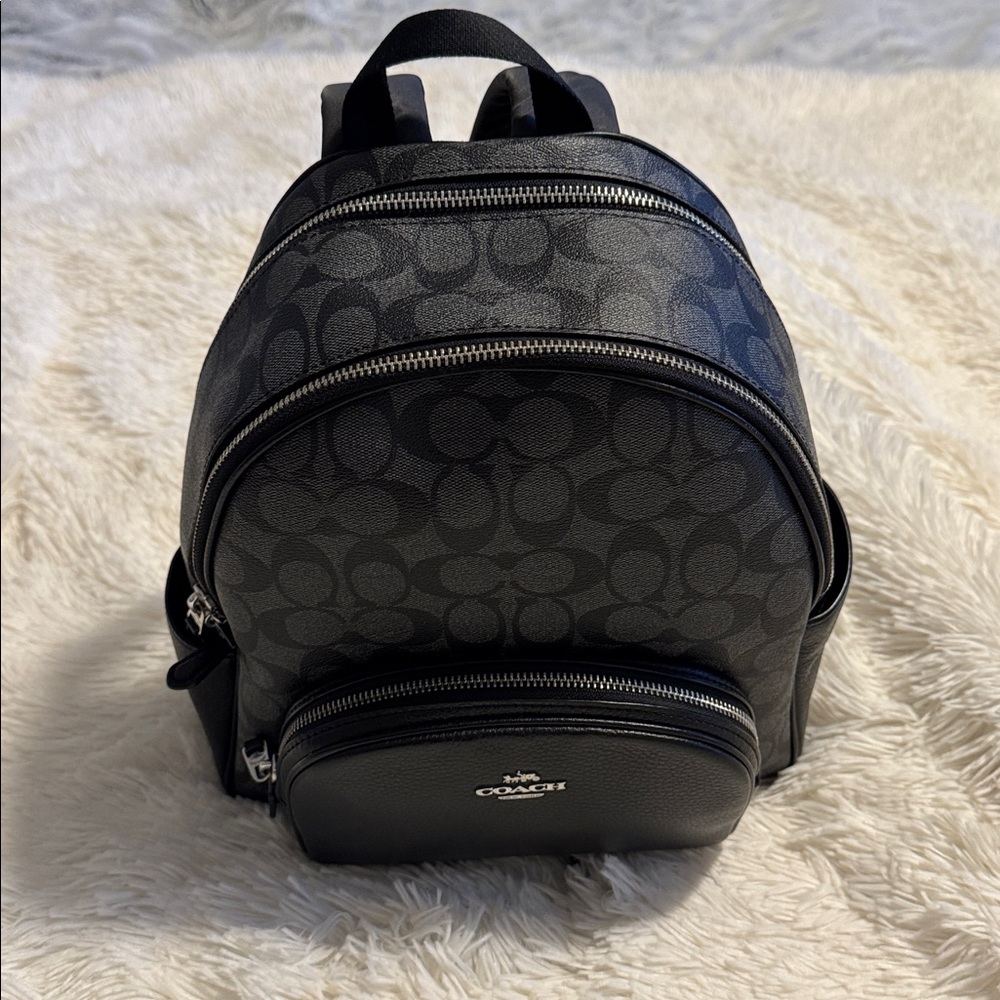 Coach Charcoal and Black Patterned Court Backpack In Signature Canvas - Picture 8 of 16